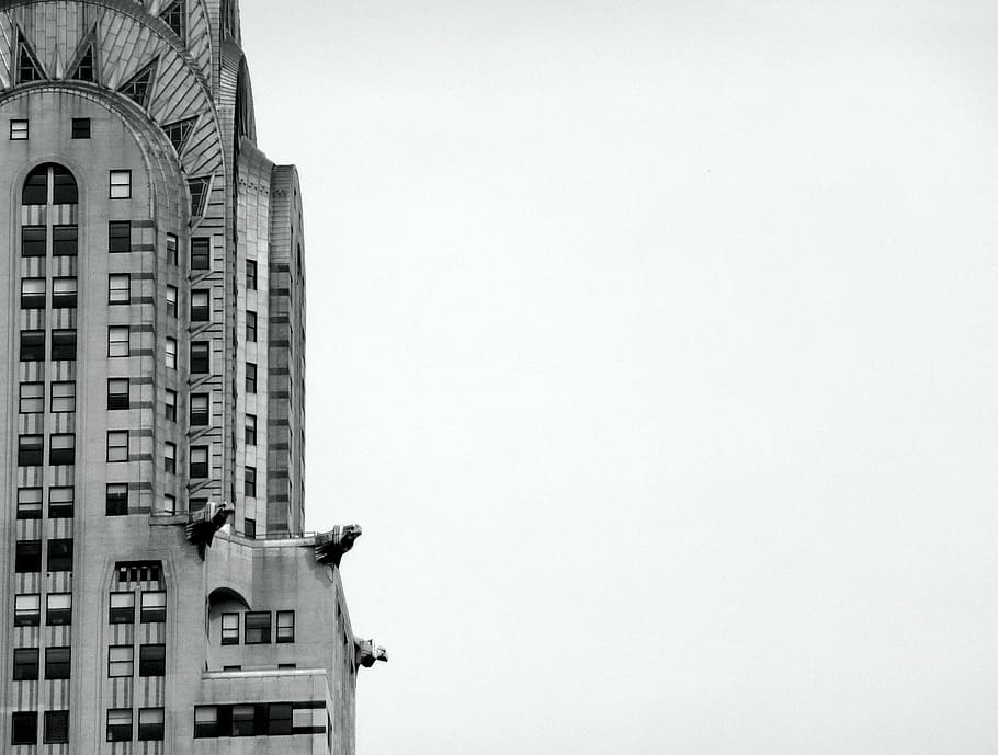grayscale photography of concrete building at daytime, empire state building HD wallpaper