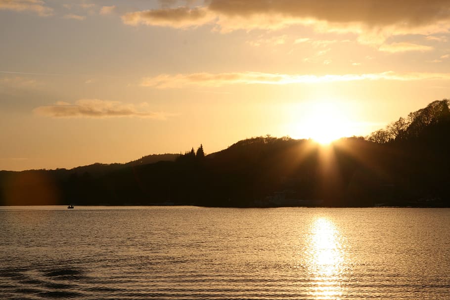 Sunset, Lake, Ripples, Water, Landscape, evening, reflection HD wallpaper