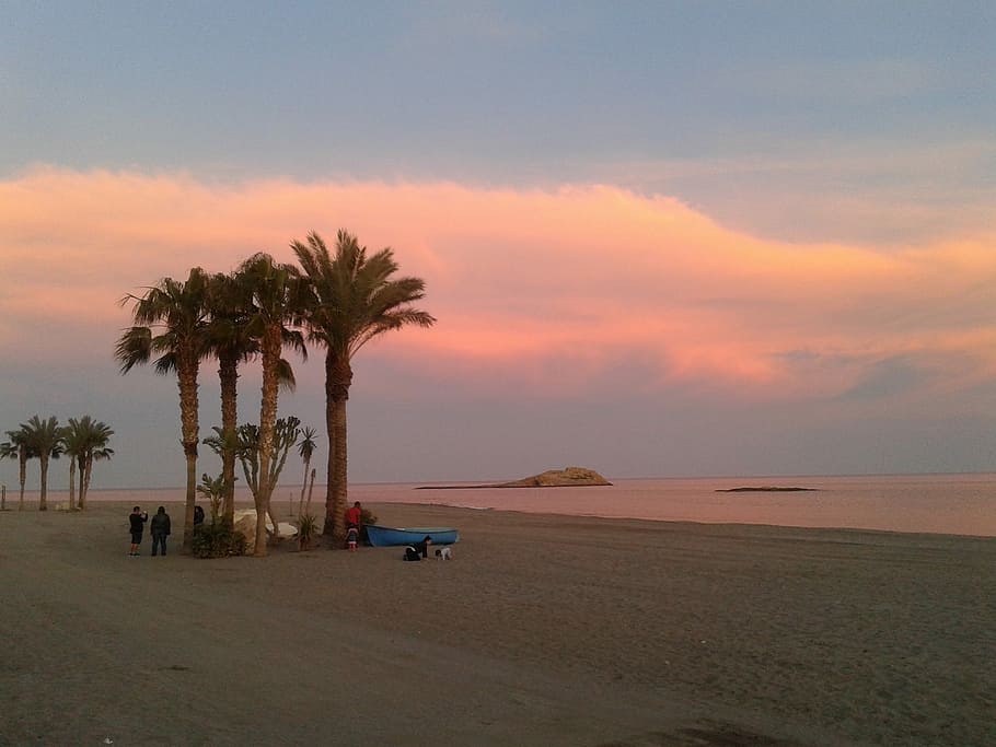 Carboneras, Almeria, Sunset, Beach, backlight, clouds, andalusia HD wallpaper