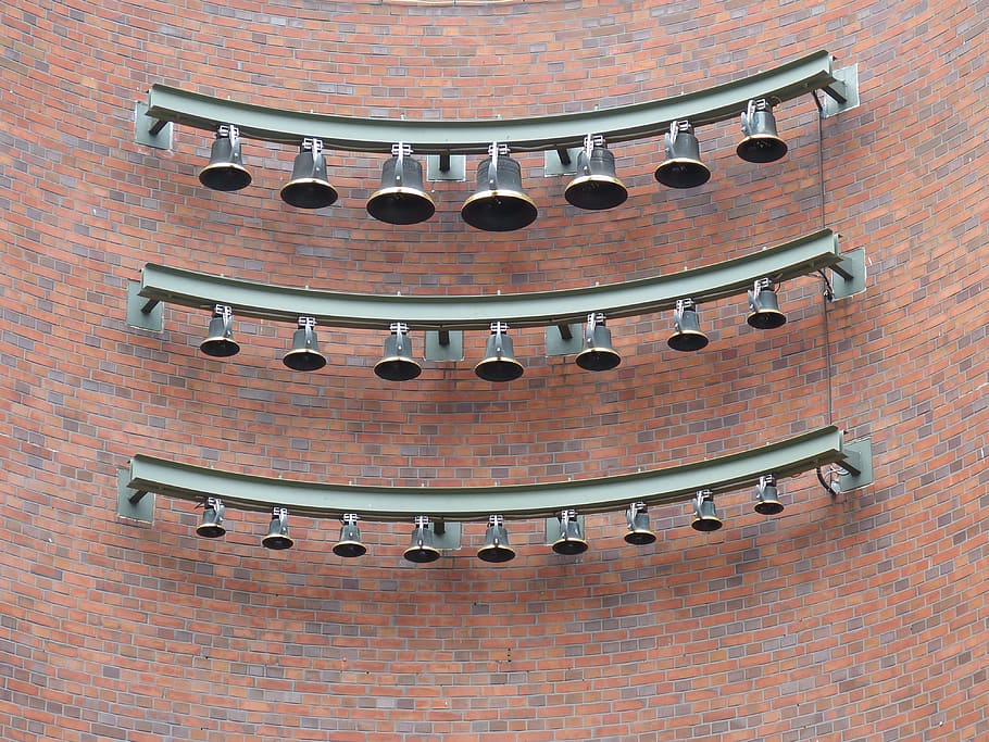 bell, glockenspiel, ring, old town, metal, sound, facade, hamburg HD wallpaper