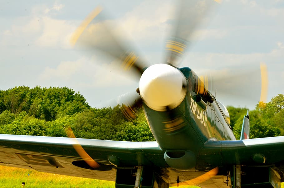 aircraft, propeller, engine, blurred motion, tree, plant, cloud - sky HD wallpaper