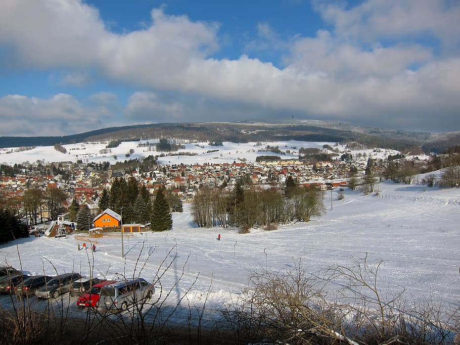 Brotterode, Germany, Landscape, Scenic, sky, clouds, winter HD wallpaper