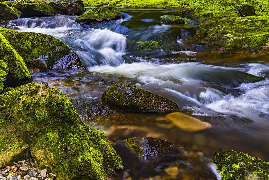 water, river, nature, landscape, stones, flow, bank, romantic HD wallpaper