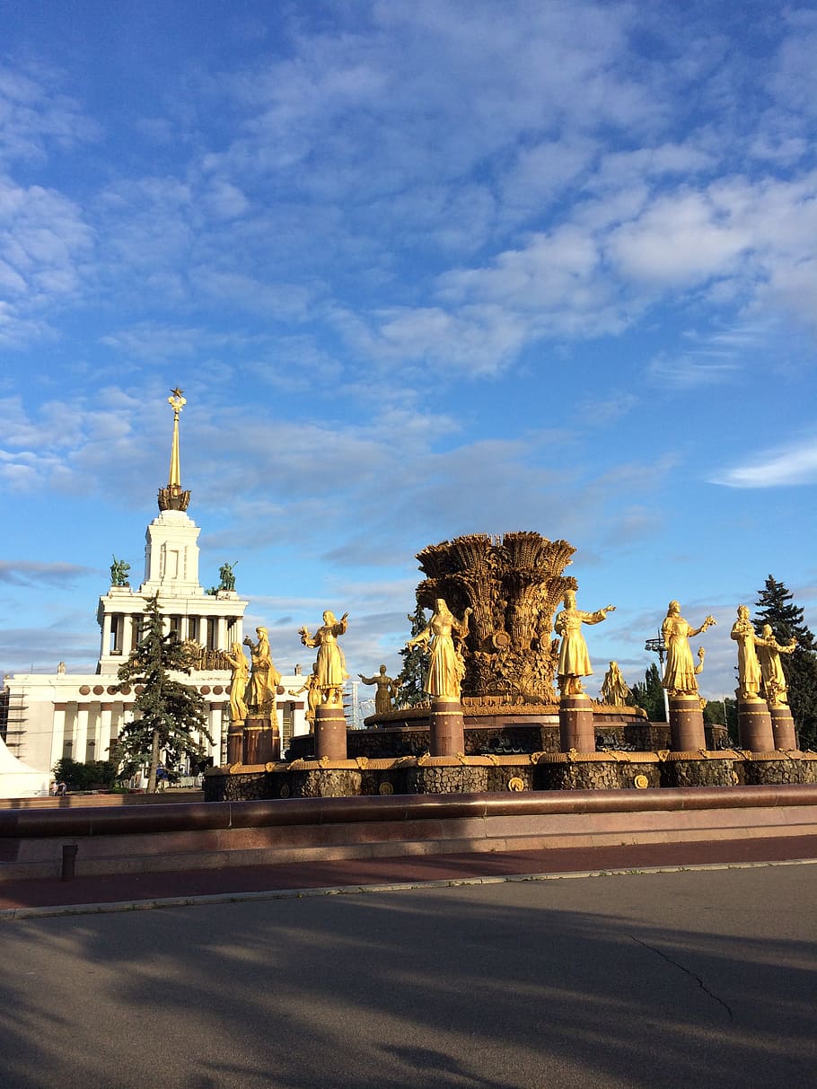 summer, moscow, russia, enea, vvc, fountain, architecture, sky HD wallpaper