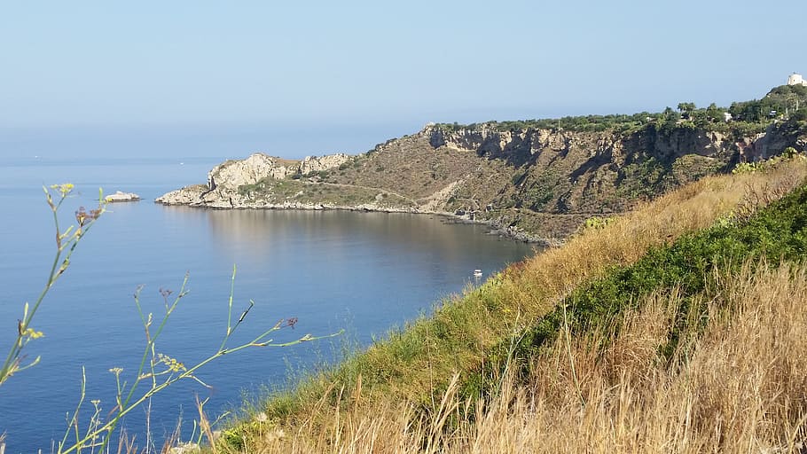 Sea, Summer, Island, Landscape, costa, sicily, nature, grass HD wallpaper