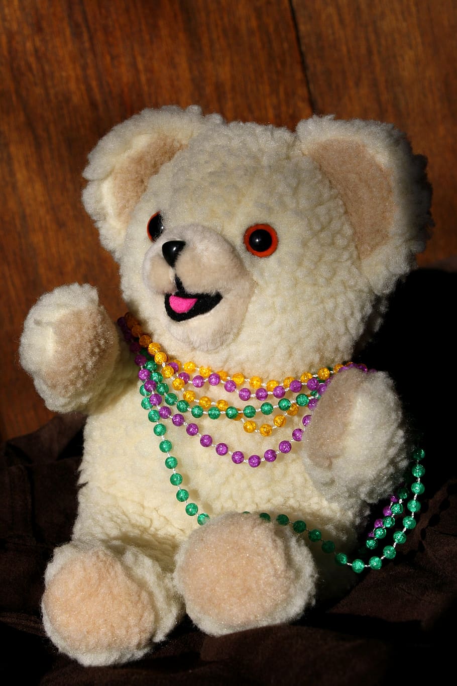 toy, mardi gras, beads, bear, teddy, stuffed, family, fluffy