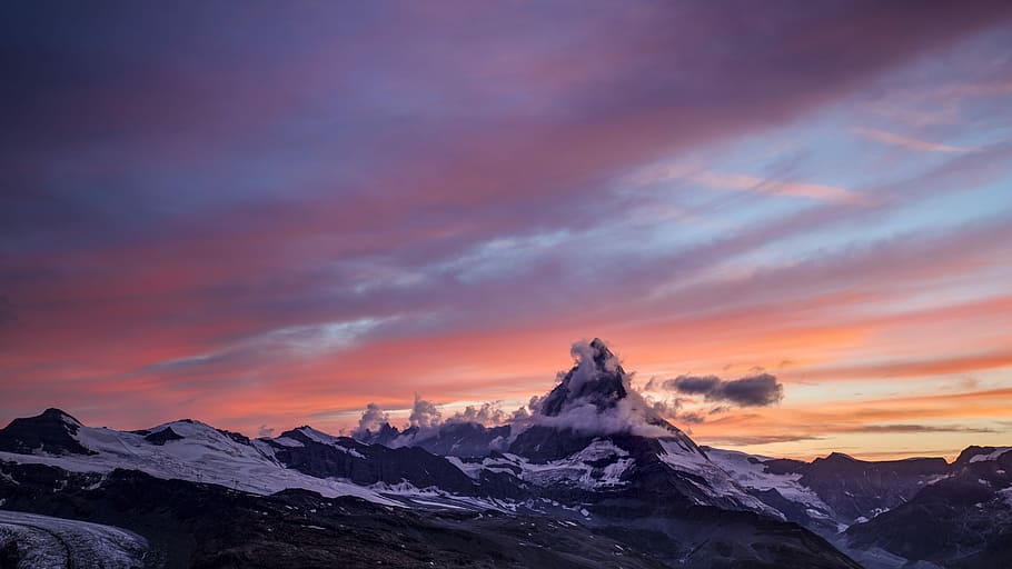 panoramic photography of mountain covered snow, snow capped mountain HD wallpaper