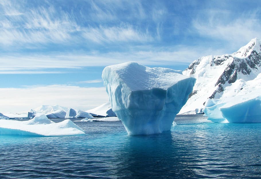 ice berg on, iceberg, antarctica, polar, blue, sea, scenery, iceberg - Ice Formation, HD wallpaper