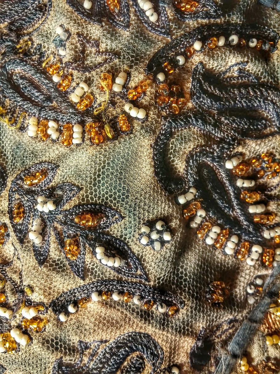 texture, textile, beads, beading, ethnic, india, culture, craft HD wallpaper