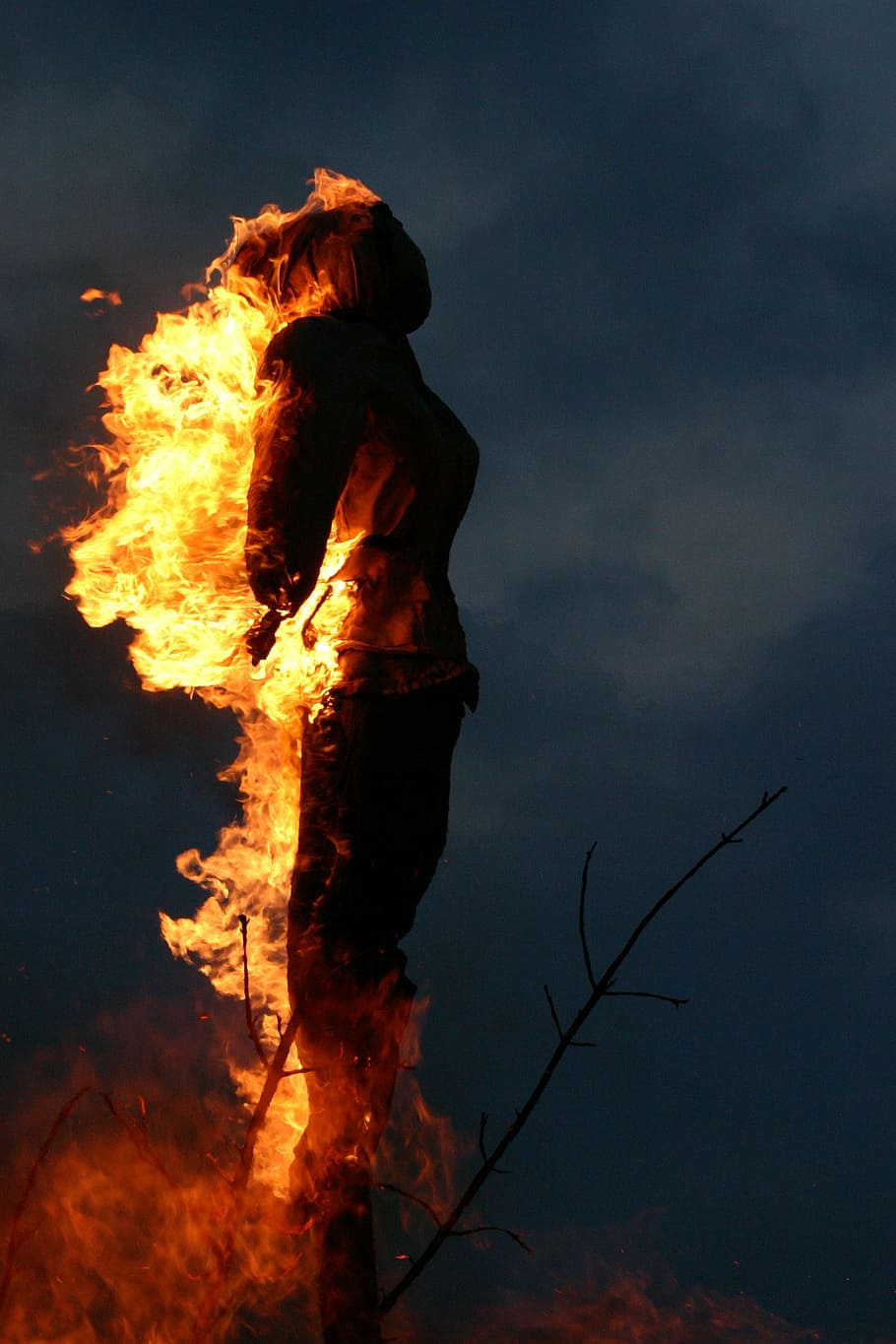 doll, easter fire, summer village, burning, flame, heat - temperature HD wallpaper