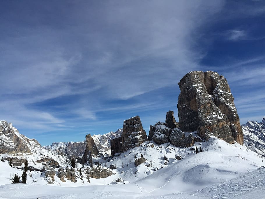 mountain, cortina d'ampezzo, snow, unesco, winter, cold temperature HD wallpaper