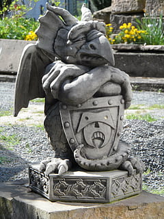 sculpture, gnome, gargoyle, stone, horticulture, outside art HD wallpaper