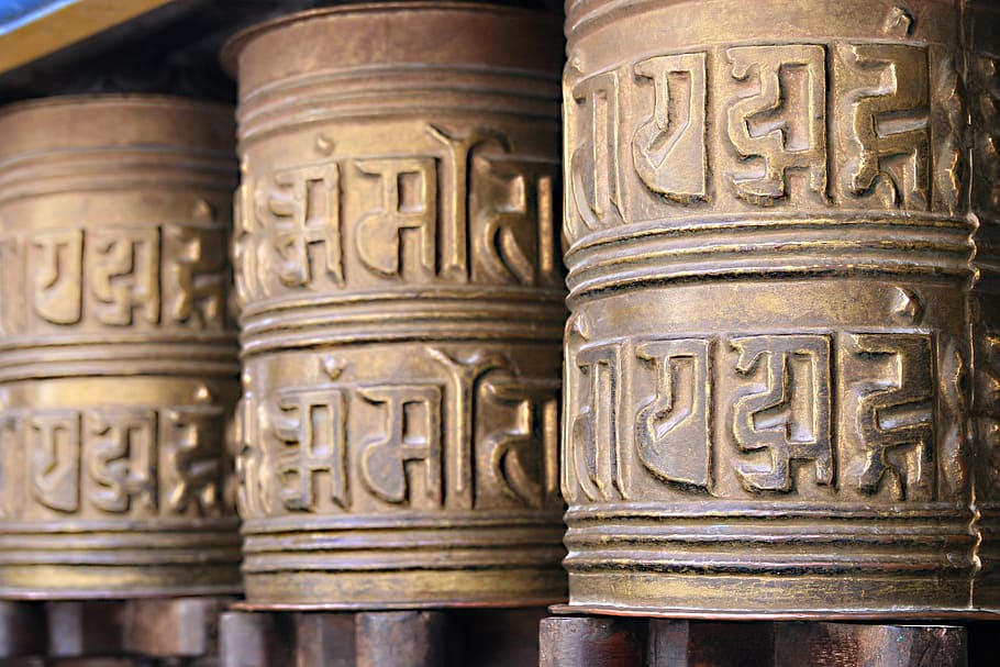 prayer wheel, buddhism, nepal, kathmandu, faith, no people HD wallpaper
