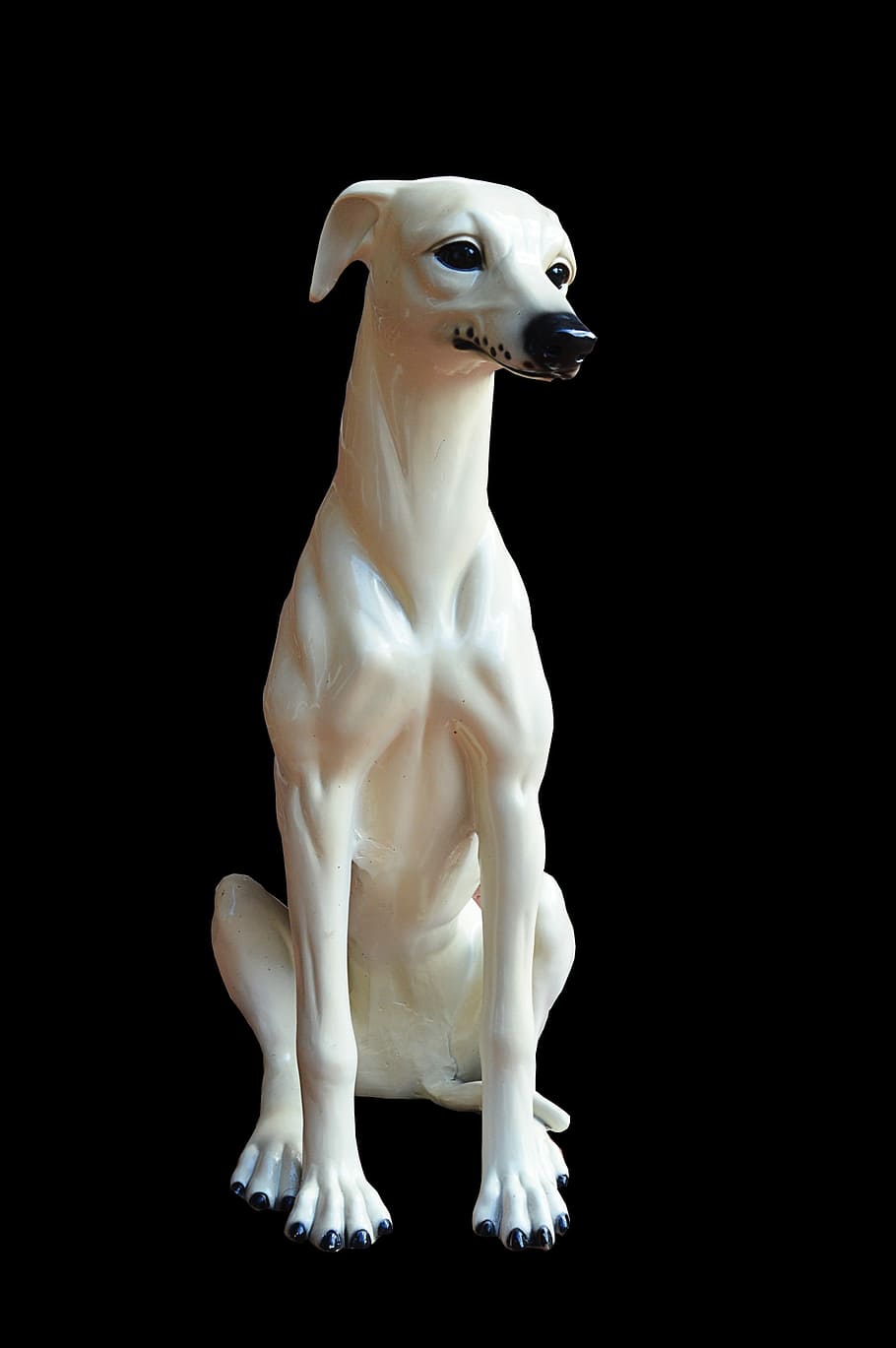 Greyhound, Figure, Stone, stone figure, black background, animal HD wallpaper