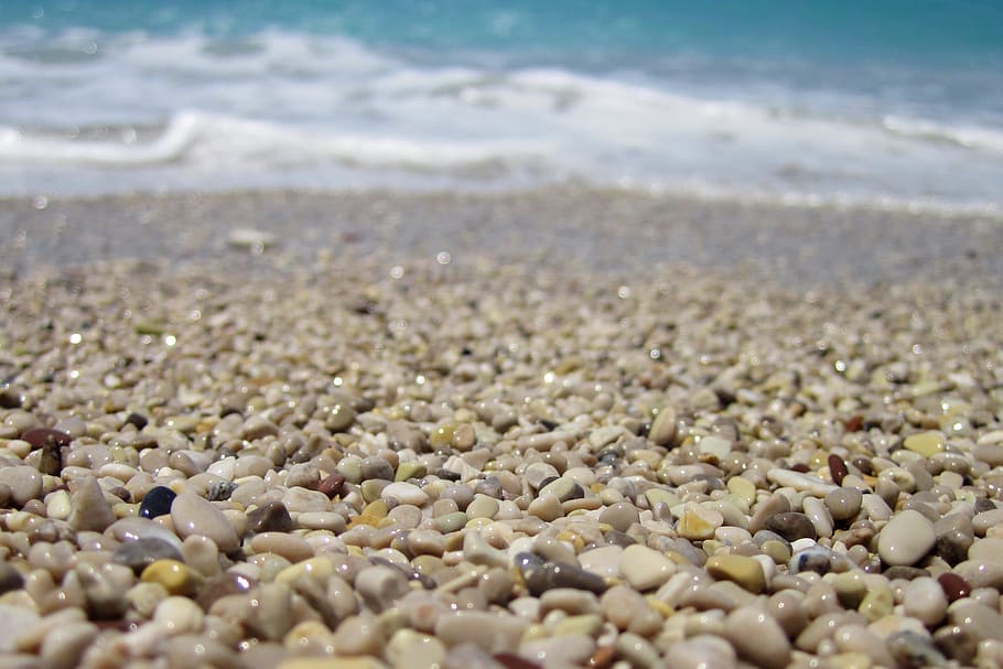 abstract, background, beach, blue, coast, nature, ocean, pebble HD wallpaper