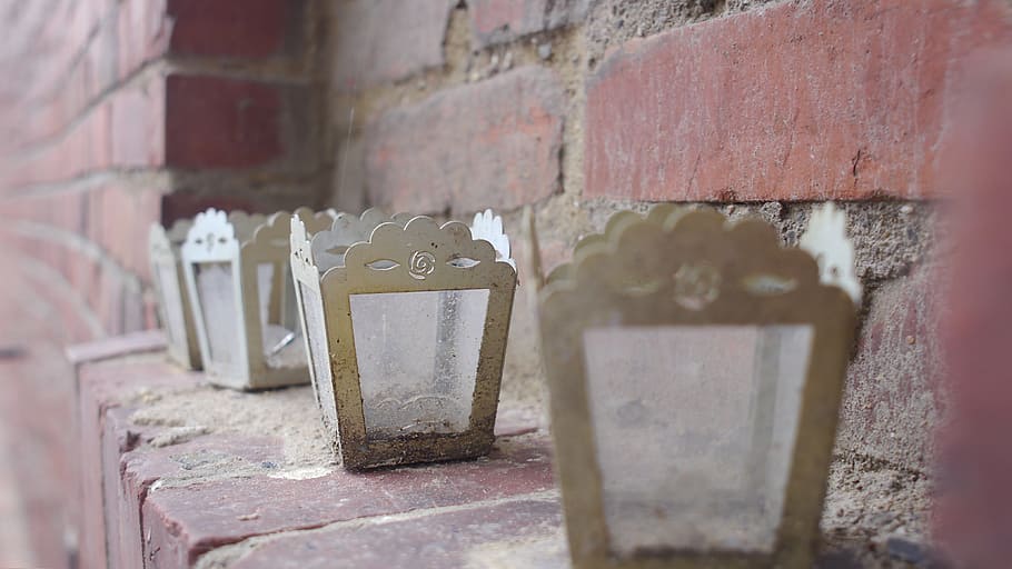 candle, brick, old, home, window, red, wall, building, stone built house HD wallpaper