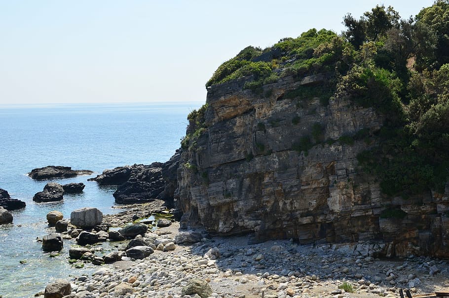 greece, rock, climbing, touristic, nature, sea, water, solid HD wallpaper