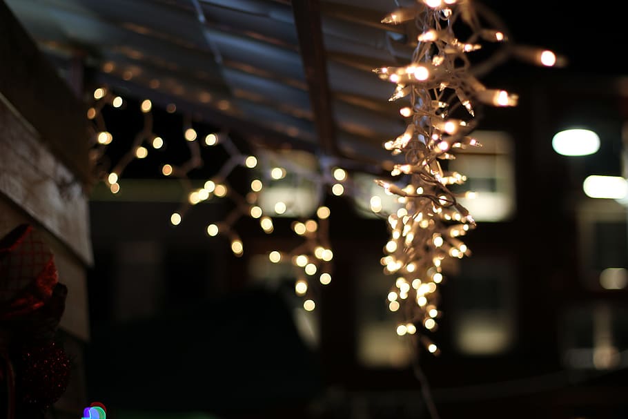 Hd Wallpaper Yellow String Lights Hanging On Ceiling