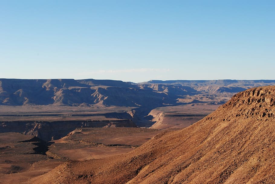 Fish River Canyon, Namibia, Rock, Gorge, africa, wide, panorama HD wallpaper