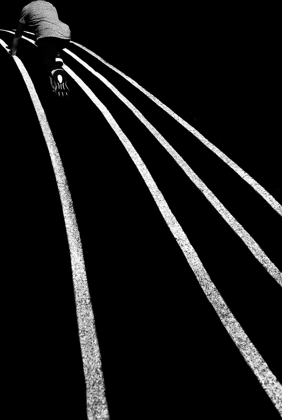 grayscale photography of man on racetrack, composition, negative space HD wallpaper