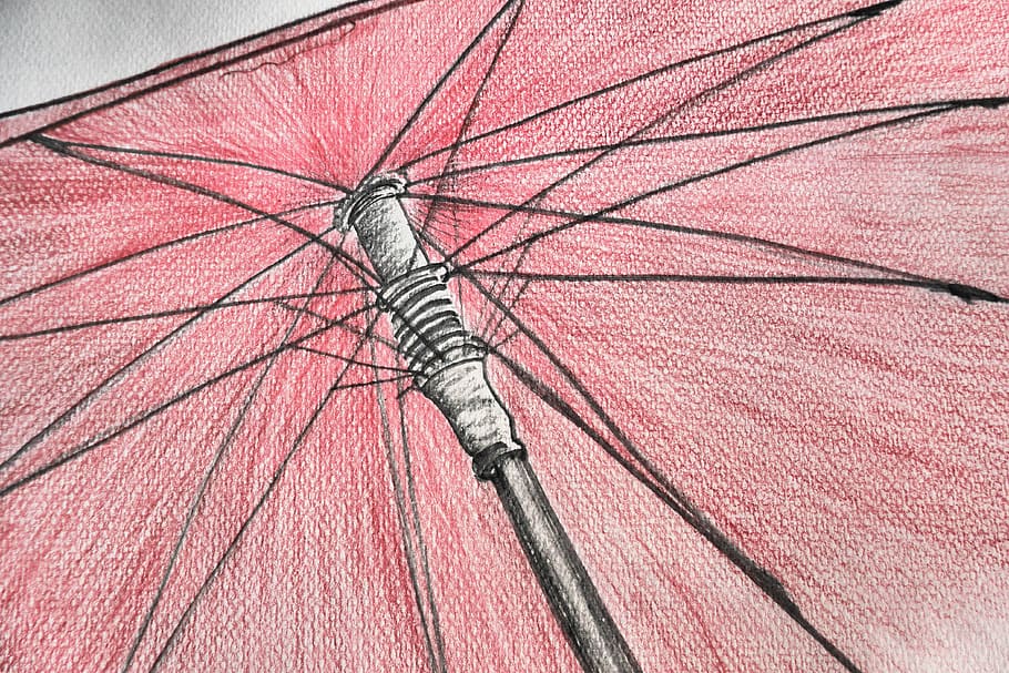 image, screen, drawing, red, painted, umbrella, painting, details HD wallpaper