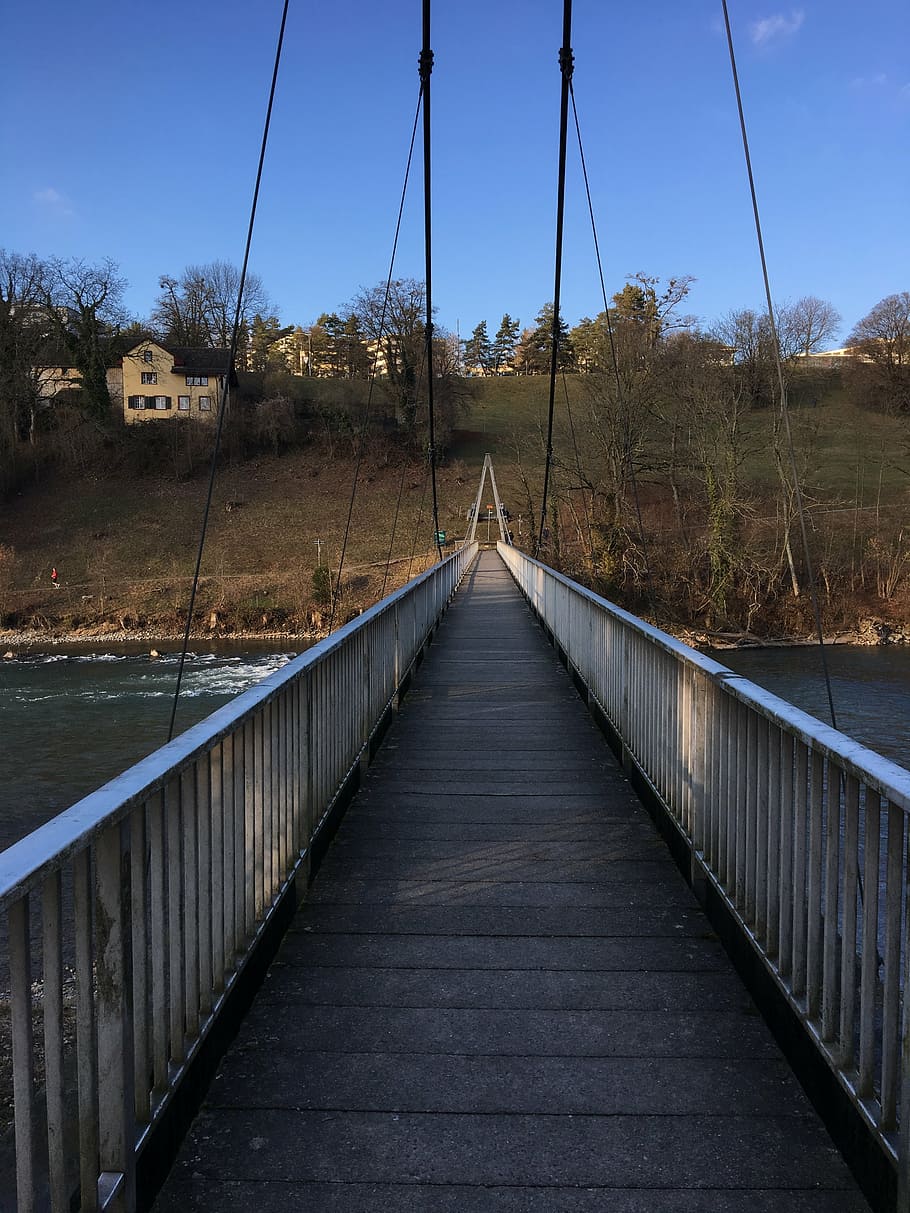 bridge, pedestrian bridge, away, river, höngg, zurich, connection HD wallpaper