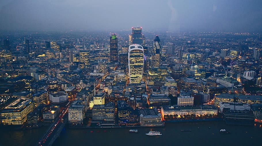 skyline, buildings, aerial, city, architecture, towers, high rises HD wallpaper