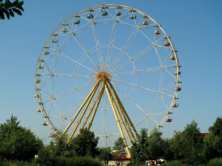 Ferris Wheel, Fair, Festival, amusement park, blue, clear sky HD wallpaper