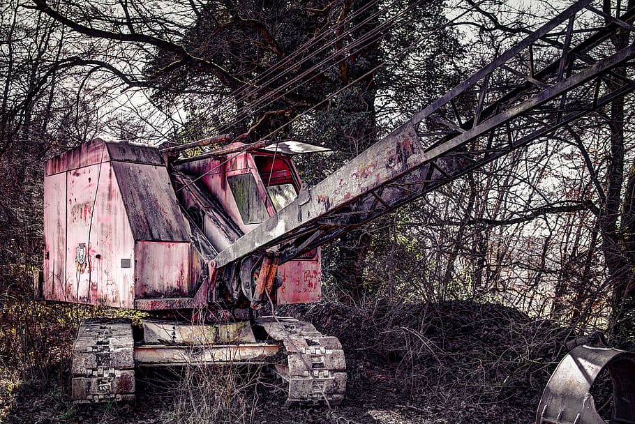 stainless, iron, rusty, old, construction machine, excavators HD wallpaper