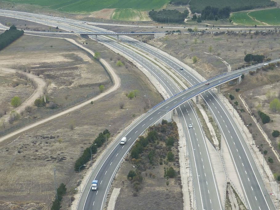 road, junction, highway, traffic, drive, road network, view HD wallpaper