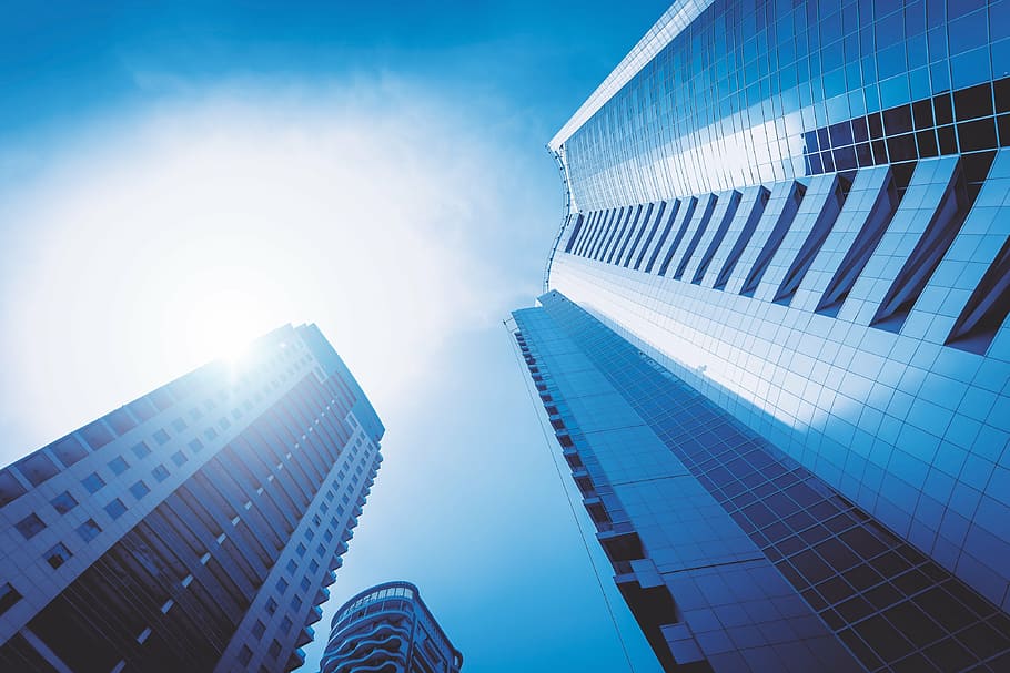 low angle photo of high rise building, business, skyscraper HD wallpaper