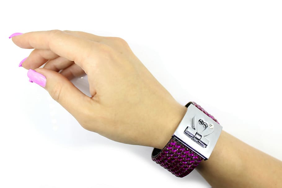 silver and purple bracelet, stainless, background, white, steel HD wallpaper