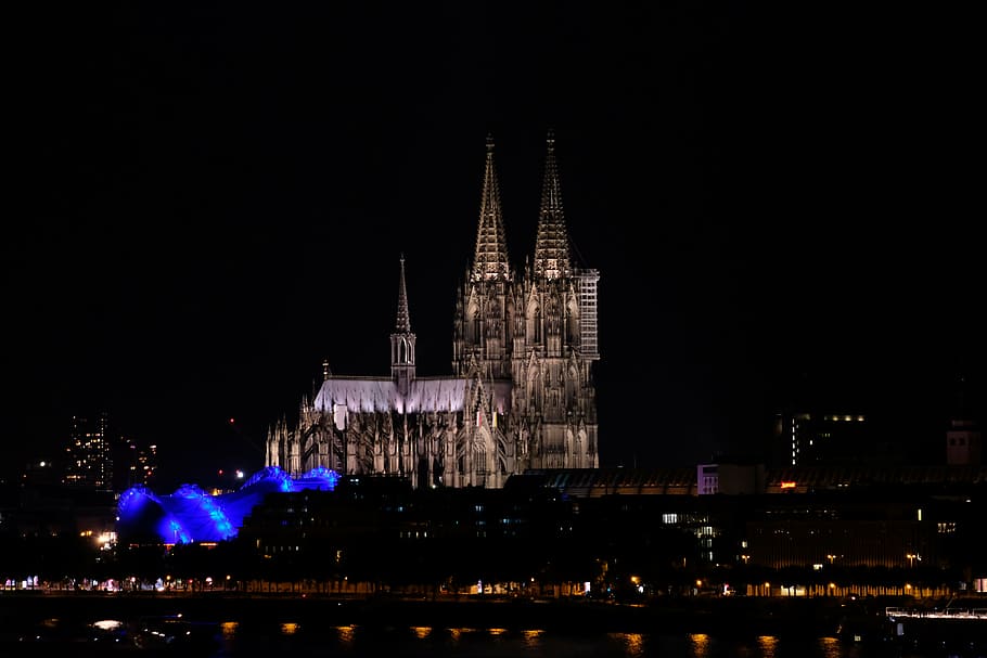cologne, dom, cologne cathedral, night, illuminated, church HD wallpaper