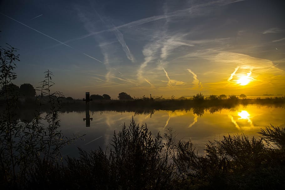 sun, hefst, water, cold, netherlands, winter, ze, dutch landscape HD wallpaper