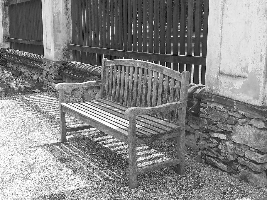 Gray, Bench, Garden, no people, chair, built structure, architecture HD wallpaper