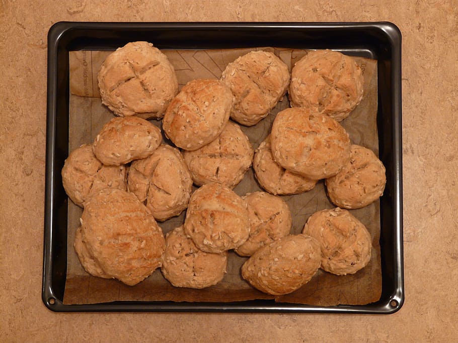 Roll, Bread, Bake, Eat, Food, arouse, crispy, baking tray, sheet HD wallpaper