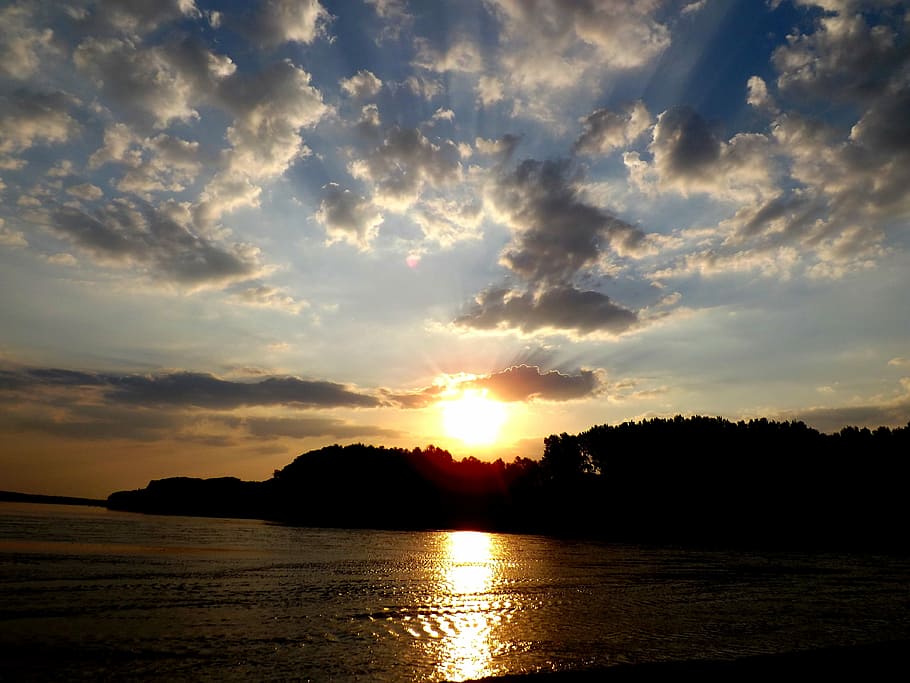 Sunset, Water, Reflection, Twilight, in the evening, shadow HD wallpaper