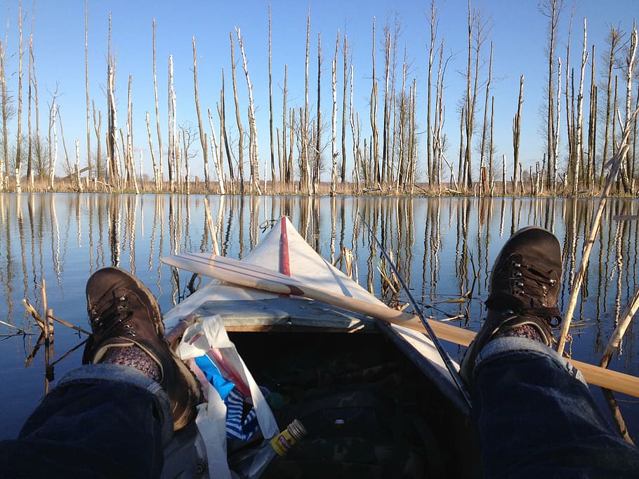 lake, canoeing, water, nature, holiday, paddle, boot, paddler, HD wallpaper