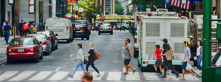 people walks on pedestrian lane during daytime, new york, city, HD wallpaper