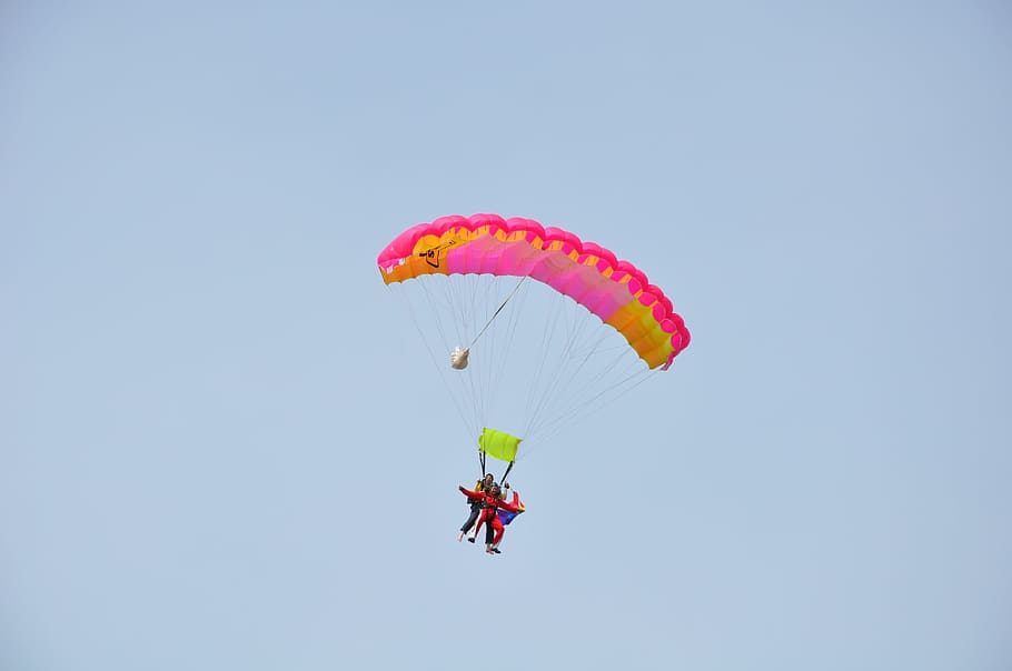 Parachute, Himmel, hope, flying, mid-air, motion, day, clear sky HD wallpaper