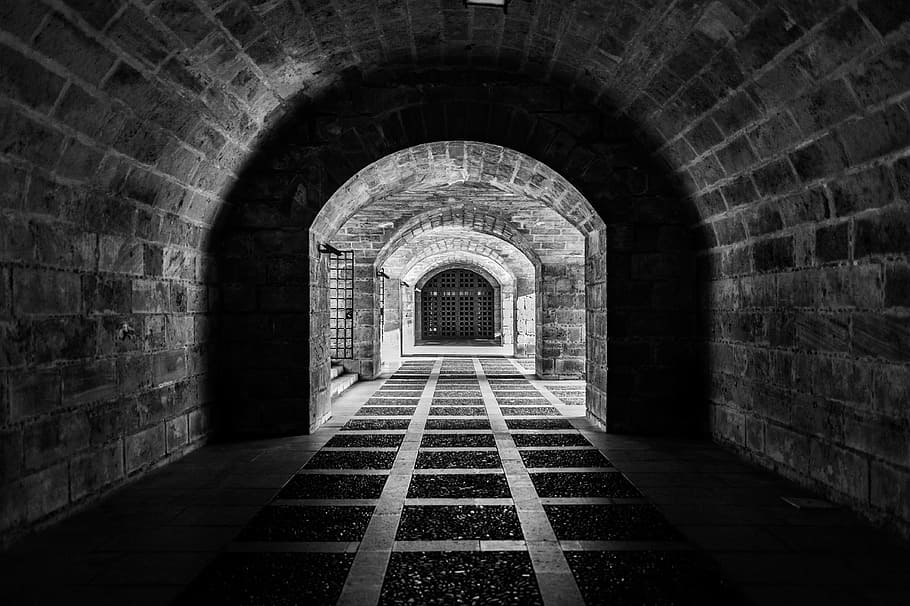 Grayscale Photo of Railway, arches, architecture, black and white, HD wallpaper