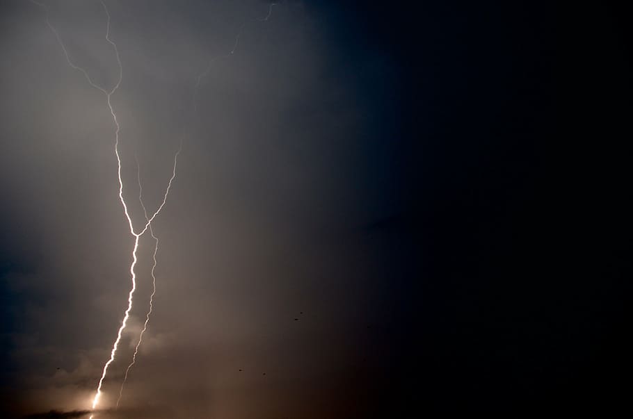 lighting storm, lightning, clouds, night, thunderstorm, weather HD wallpaper