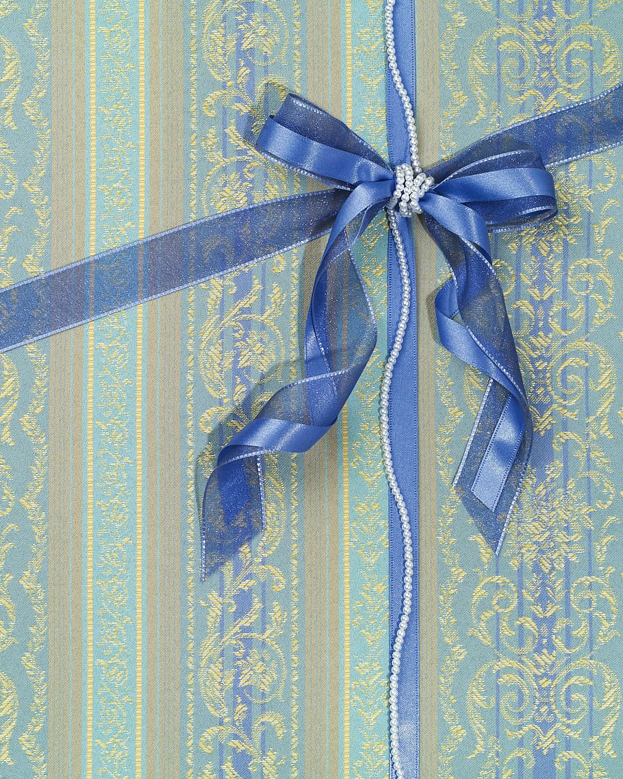 packaging, gift package, pattern, blue band, model, decoration HD wallpaper