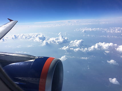 Sky, Clouds, Plane, View, Window, view from the window, blue HD wallpaper