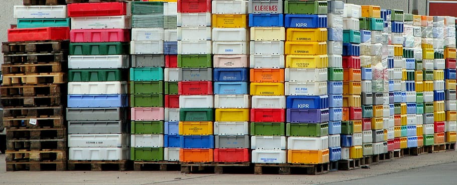 containers, boxes, the crates, palette, port, fishing, colors HD wallpaper