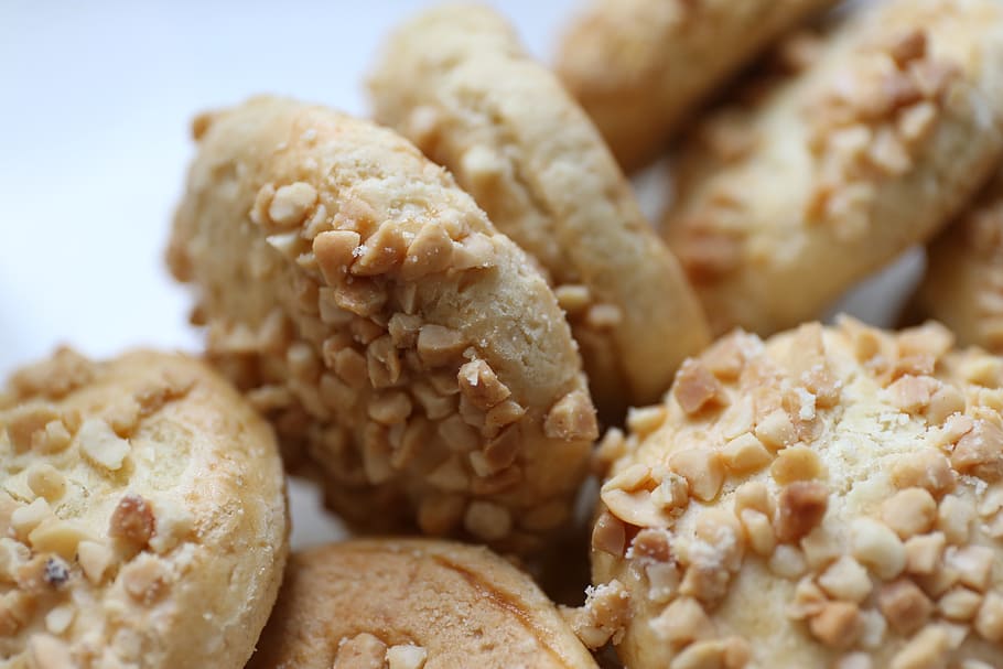 cookie with peanuts, dim sum, shortbread, biscuit, delicious HD wallpaper