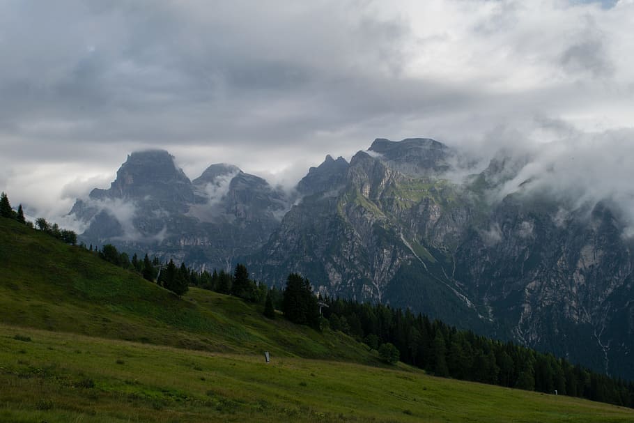 mood, fog, clouds, alpine, landscape, view, mountains, south tyrol HD wallpaper