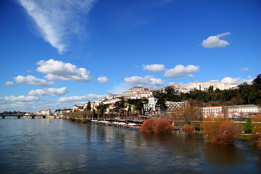 HD wallpaper: coimbra, mondego, portugal, city, rio, landfill, water