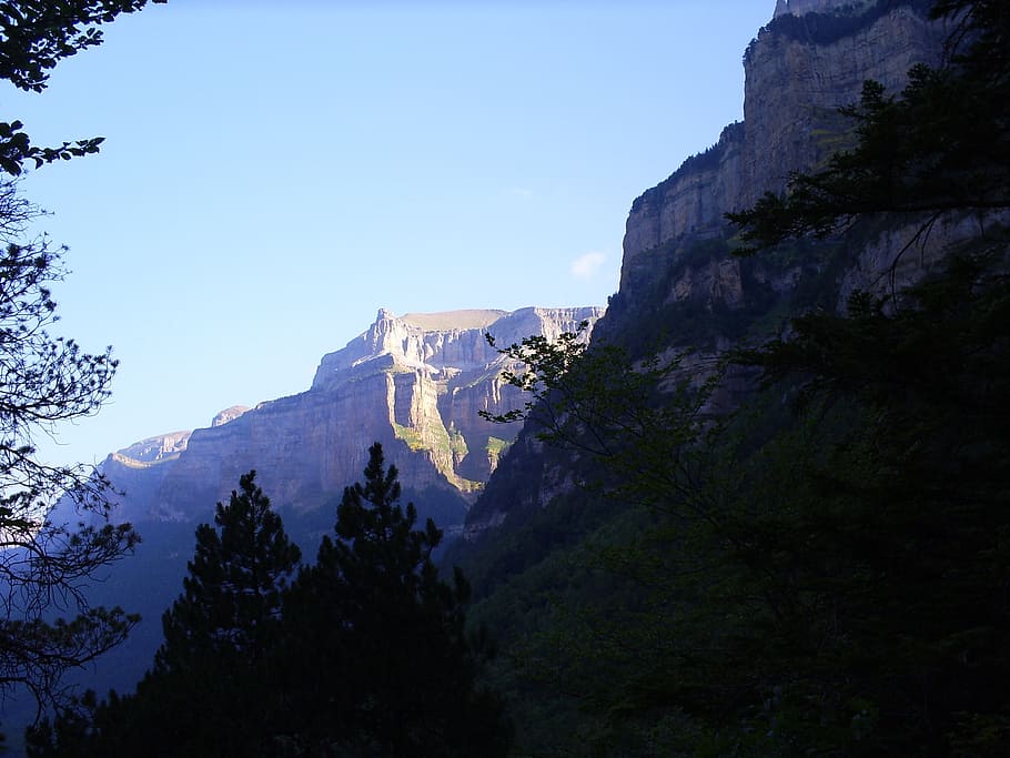 monte perdido, pyrenees, nature, mountain, sky, tree, beauty in nature HD wallpaper