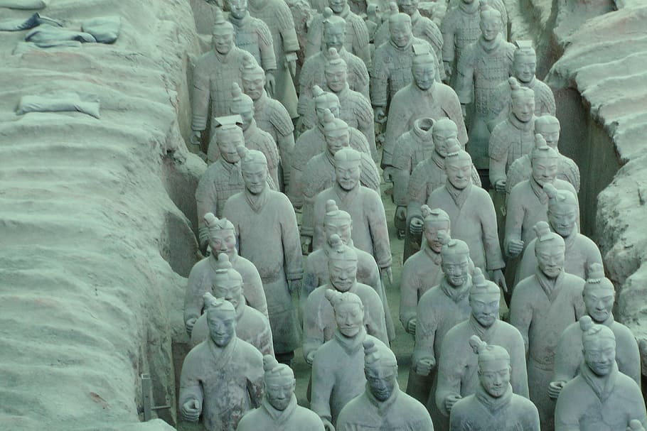 terracotta warriors, china, ancient, dynasty, army, oriental